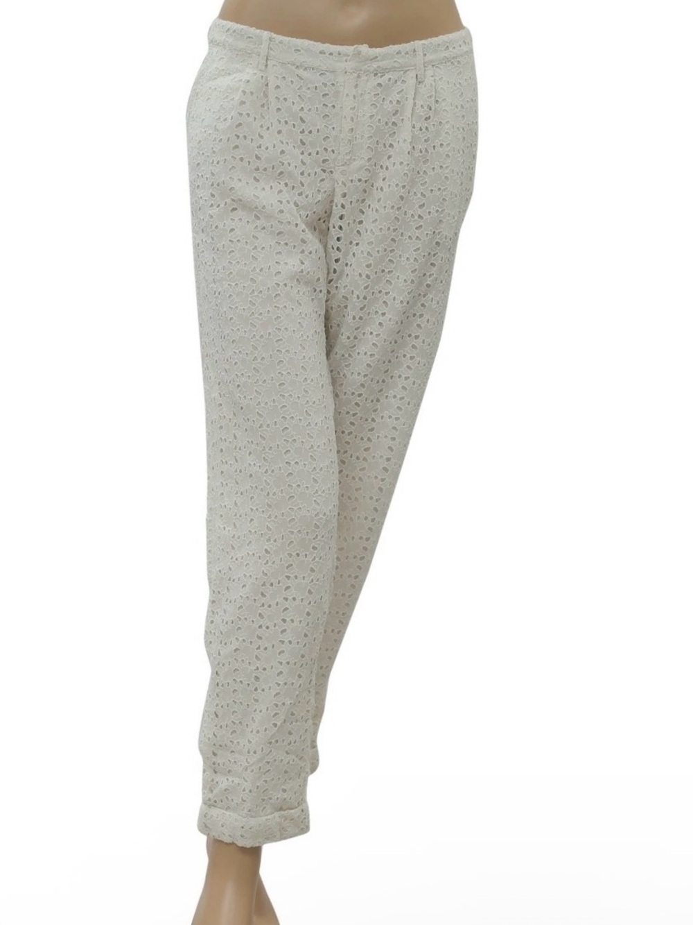 Joie Off-White eyelet Straight Leg Women's pants M